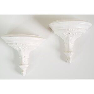 Napco Ceramic Wall Shelf MCM-Hollywood Regency Style-Ornate White Decor